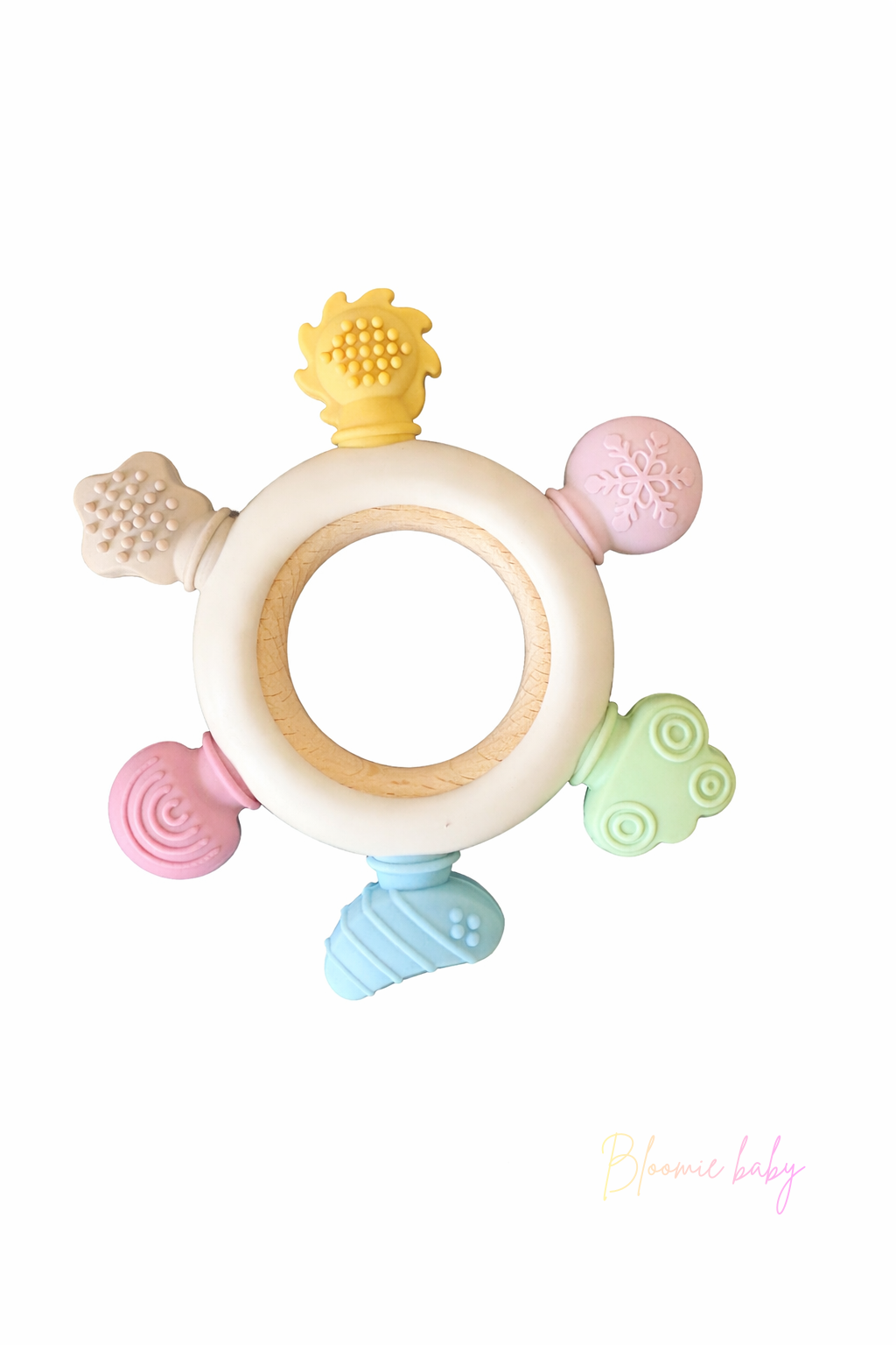 Baby Bijtring Hout & Siliconen- pastel