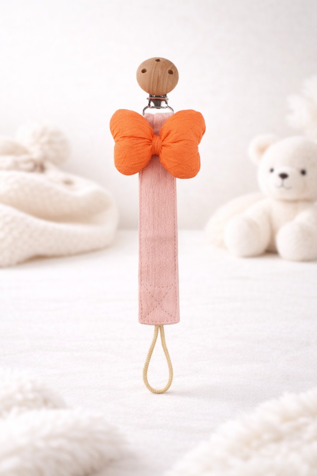 Speenkoord met strik - oranje