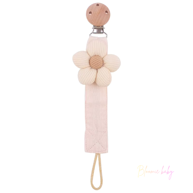 Speenkoord met bloem - beige