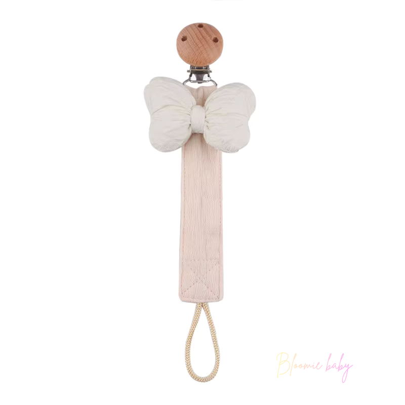 Speenkoord met strik - beige