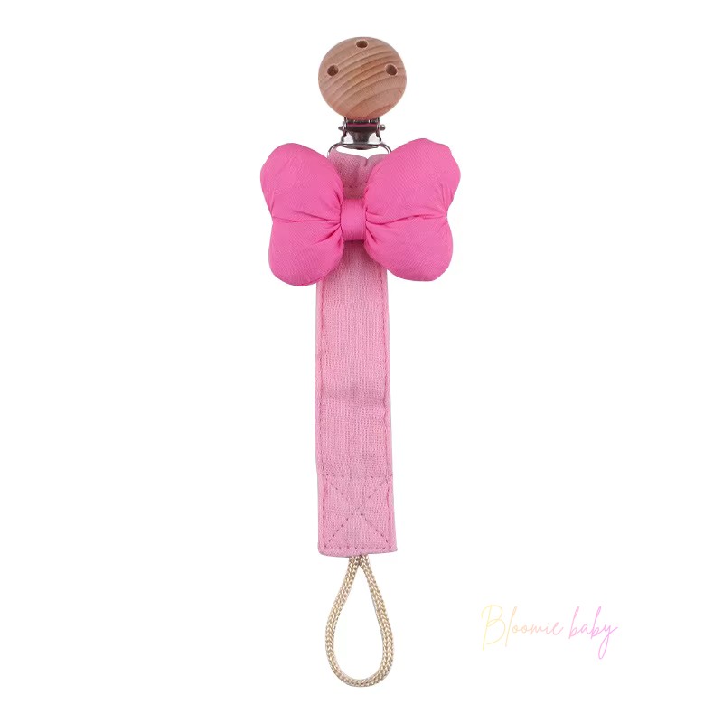 Speenkoord met strik - roze